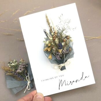 Thinking Of You Personalised Dried Flower Bouquet Card, 8 of 8
