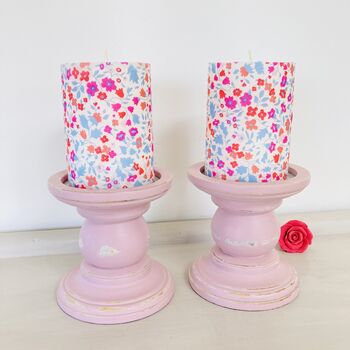 Floral Pillar Candle ~ Pinks, 5 of 6