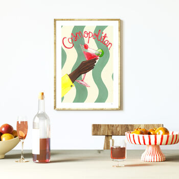 Cosmopolitan Cocktail Wall Art | Hand Painted Cocktail Print, 4 of 12