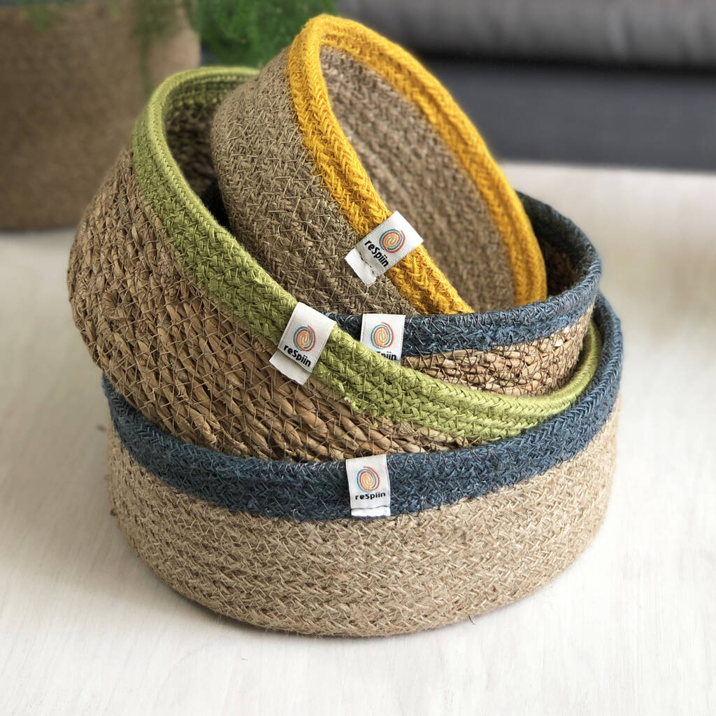 Respiin Shallow Seagrass And Jute Baskets, 1 of 12