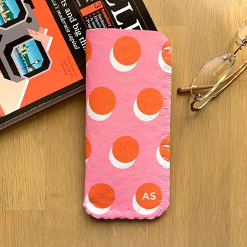 Maximalist Orange And Pink Polka Dot Glasses Case, 5 of 8