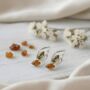 Handmade Silver And Amber Angel Wing Stud Earrings, thumbnail 3 of 3
