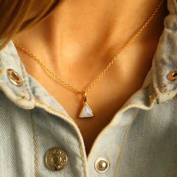 Triangle Gemstone Charm Necklace, 2 of 6