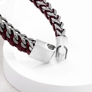 Personalised Woven Leather And Stainless Steel Bracelet, 9 of 9