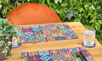 Mediterranean Pattern Placemat And Coaster Set, 2 of 11