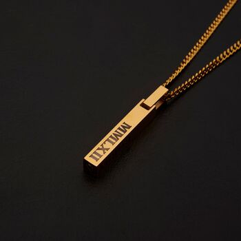 Personalised 18 K Gold Bar Pendant Chain For Men And Women, 8 of 12