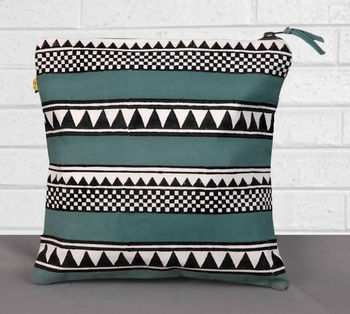 Block Print Sankari Large Canvas Wash Bag Teal, 2 of 3
