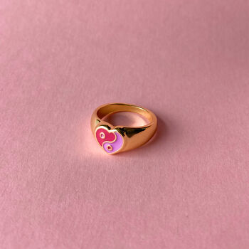 Pink Yin Yang 90s Heart Ring, 3 of 4