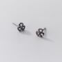 Sterling Silver Tiny Clover Flower Stud Earrings, thumbnail 2 of 6