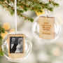 Personalised Wooden Mr And Mrs Photo Glass Dome Bauble, thumbnail 1 of 3