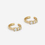 Gold Ear Cuffs With Three Cluster Stones Pair, thumbnail 1 of 4