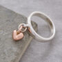 Sweetheart Silver And Recycled Gold Heart Charm Ring, thumbnail 2 of 9
