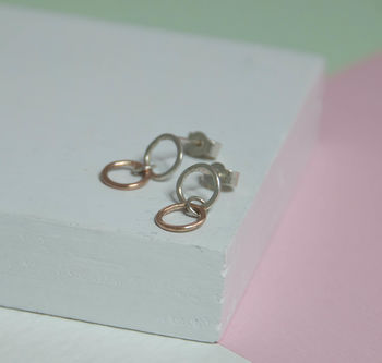 Silver And Rose Gold Studs, 2 of 3