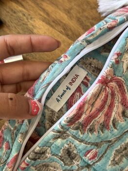 Block Print Washbag, Make Up Pouch, Travel Kit, 6 of 12