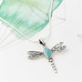Dragonfly Turquoise Silver Pendant Necklace, thumbnail 2 of 10