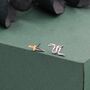 Mismatched Sword And Snake Stud Earrings In Sterling Silver, thumbnail 3 of 9