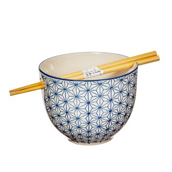Japandi Pattern Noodle Bowl With Chopsticks, 4 of 4