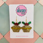 Mince Pie Glitter Christmas Resin Earrings, thumbnail 1 of 4