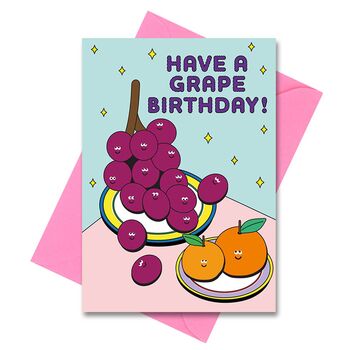 Funny Grape Pun Birthday Card Cute Vegan Birthday Card, 2 of 2