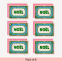 Pack Of Six Noel Colourful Retro Illustrated Christmas Cards, thumbnail 6 of 6