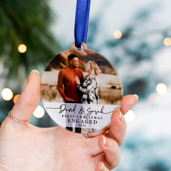 Our First Christmas Engaged Photo Bauble For Couples, 11 of 11