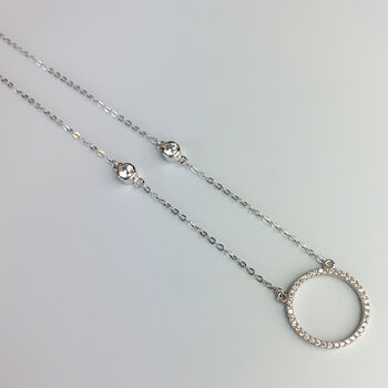 Sterling Silver Circle Pendant Necklace, 2 of 3