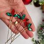 Christmas Red And Green Crystal Hair Pin Set Of Three, thumbnail 10 of 12