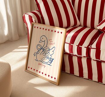 Magic Darling Swan Wall Art Print Kids Bedroom Poster Vintage Striped, 3 of 5