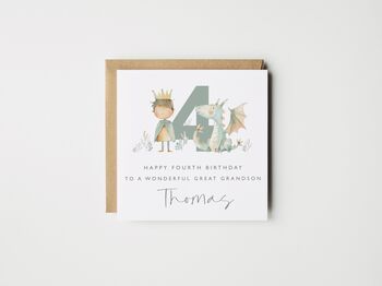 Personalised Grandson 1st Birthday Card Knight And Dragon *Age Options, 4 of 5
