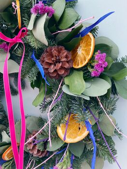 Bright Colourful Fresh Christmas Wreath, 3 of 3