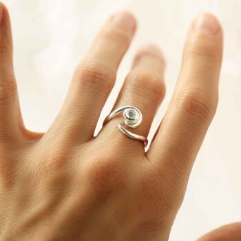 Sterling Silver Gemstone Spiral Adjustable Rings, 2 of 8