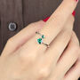 Duo Emerald Heart May Birthstone Adjustable Silver Ring, thumbnail 3 of 4