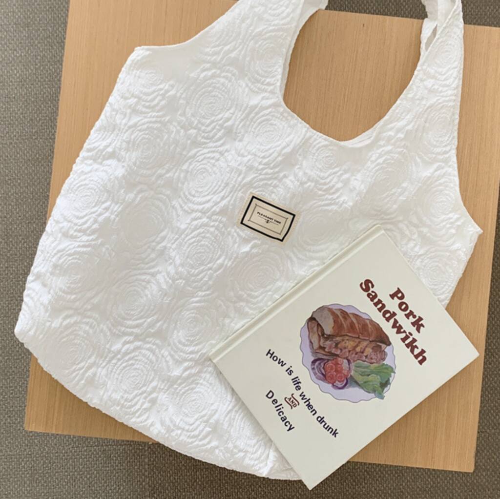 Embroidered White Rose Floral Extra Large Shoulder Tote Bag, 1 of 7