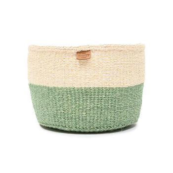 Wilaya: Green Colour Block Woven Basket, 8 of 10