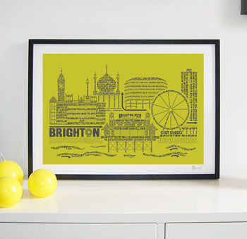Brighton Skyline Typography Print Personalised, 5 of 7