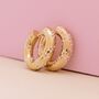White Daisy Flower 18ct Gold Plated Chunky Hoop Earrings, thumbnail 1 of 4