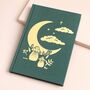 Gold Foil Celestial Toadstool Green Fabric Notebook, thumbnail 1 of 3