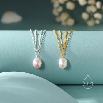 Sterling Silver Freshwater Pearl Double Layer Pendant Necklace, 2 of 12