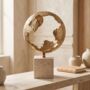 Textured Brass Sphere Sculpture On Black Marble Base, thumbnail 6 of 12