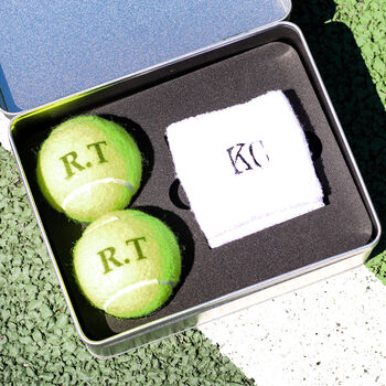 Personalised Tennis Tin Crossed Rackets And Sweat Bands, 5 of 6