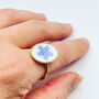 Real Forget Me Not Ring Adjustable Hand Made Oval, thumbnail 2 of 10
