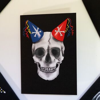 Two Party Hat Skull Gothic Birthday Card, 5 of 5