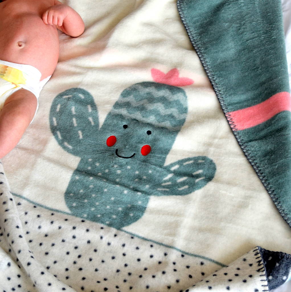 Personalised Cactus Baby Blanket By The Alphabet Gift Shop