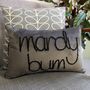 Mardy Bum Hand Embroidered Cushion, thumbnail 1 of 6
