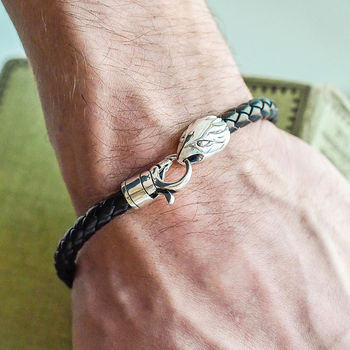 Sterling Silver And Leather Animal Clasp Bracelets, 3 of 9