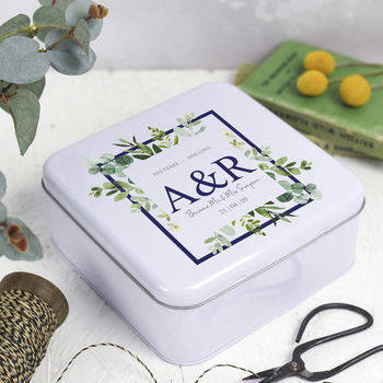 Personalised Couples Initials 10th Anniversary Gift Tin, 4 of 6