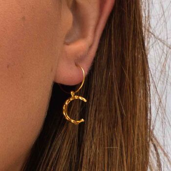 Textured Crescent Moon Hoop Earrings, 2 of 4