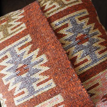 Turkish Kilim Rust Diamond Cushion, 11 of 12