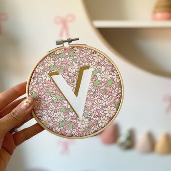 Liberty London Personalised Initial Embroidery Hoop, 6 of 7