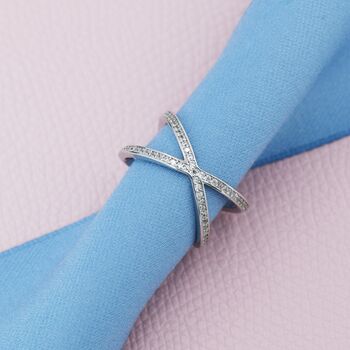 Sterling Silver Cz Cross Ring, 6 of 12